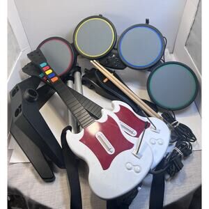 PlayStation 2 Slim Rock Band Bundle - 2 Guitars, Drums, 9 Games Rock Band & GH
